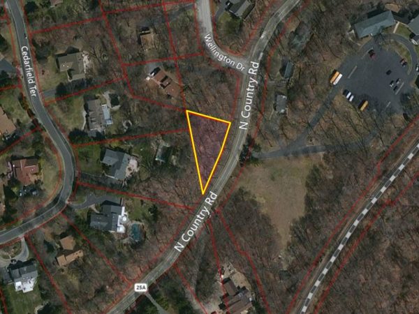 birds-eye view of 14,300 square foot vacant lot for sale at maltz auctions