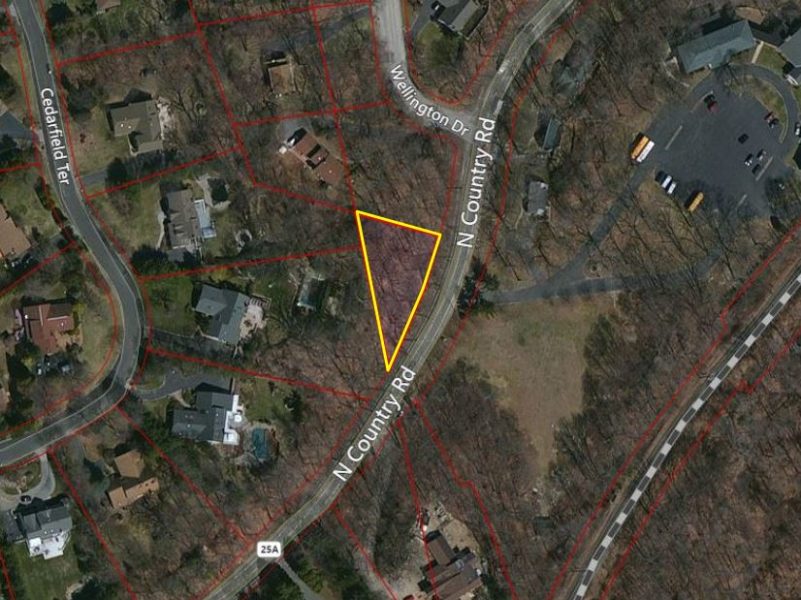 birds-eye view of 14,300 square foot vacant lot for sale at maltz auctions