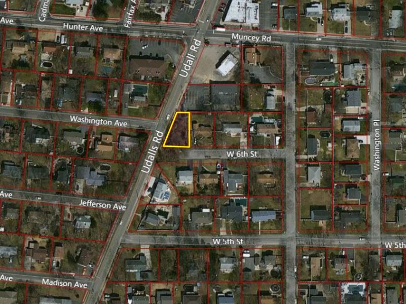 birds-eye view of 6,000 square foot vacant lot for sale at maltz auctions in new york