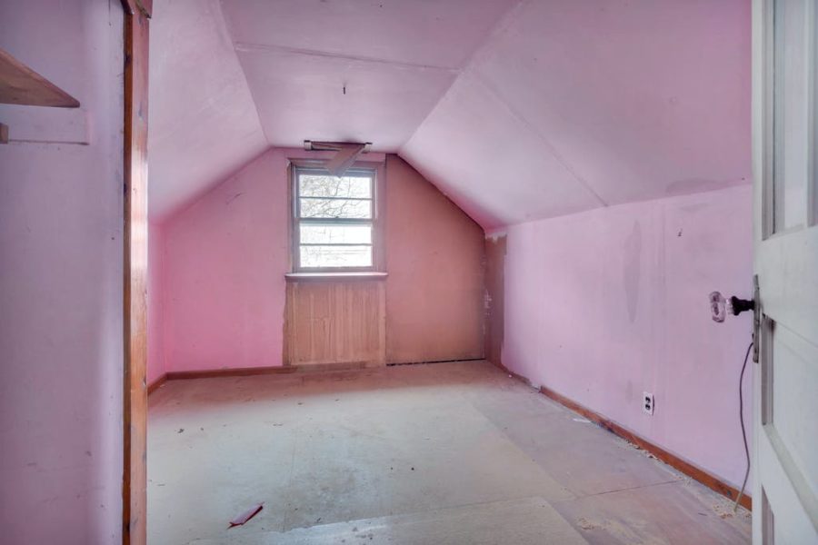 interior unfinished attic of home for sale at maltz auctions in new york