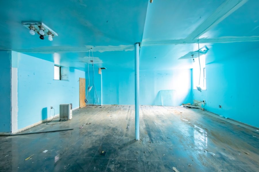 unfinished basement of duplex condo for sale at maltz auctions in new york