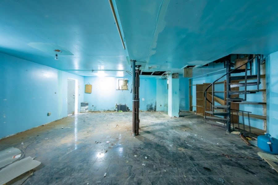 unfinished basement of duplex condo for sale at maltz auctions in new york