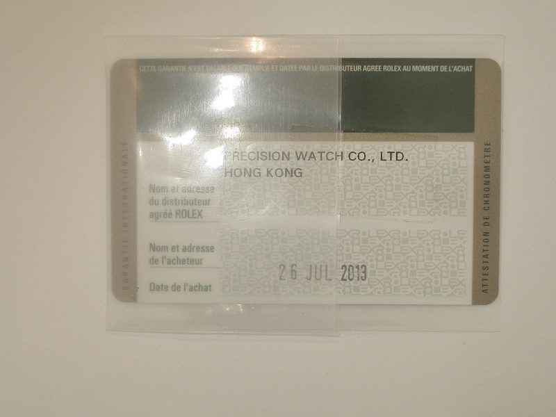 rolex watch manufacturer card