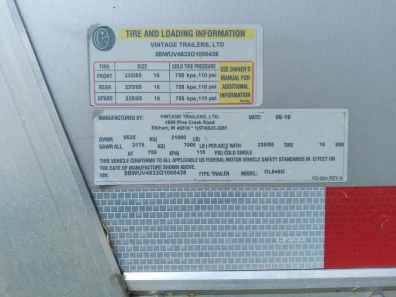 tire loading information for tow up for auction