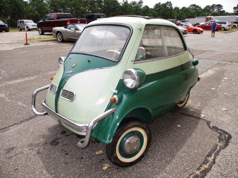 Side view of old BMW vehicle up for auto auction at Maltz Auctions