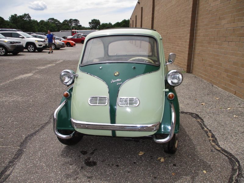 Back view of old BMW vehicle up for auto auction at Maltz Auctions