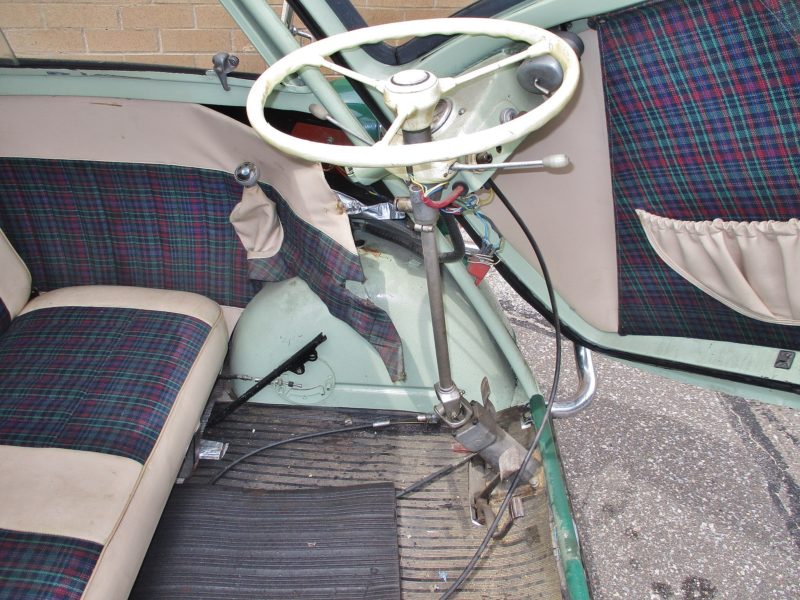 Steering wheel of vehicle up for auto auction at Maltz Auctions