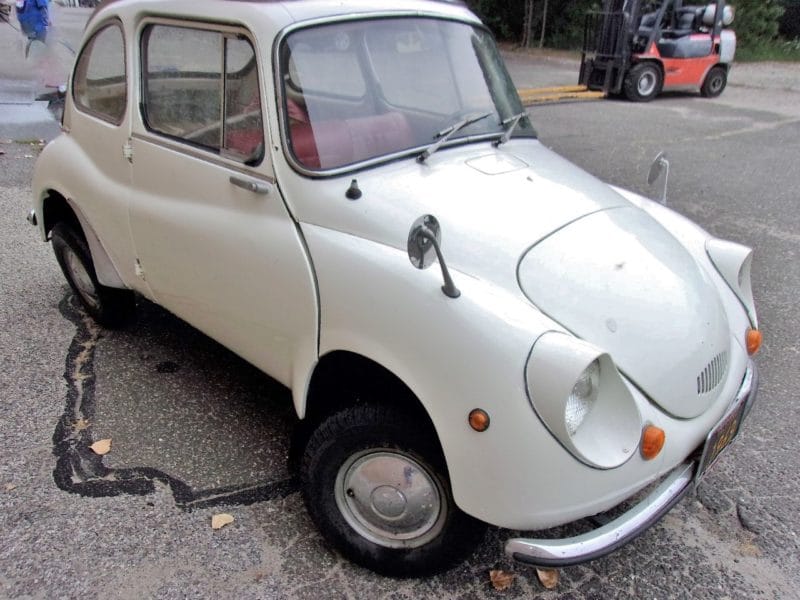 Angled view of Subaru car up for auction at Maltz Auctions