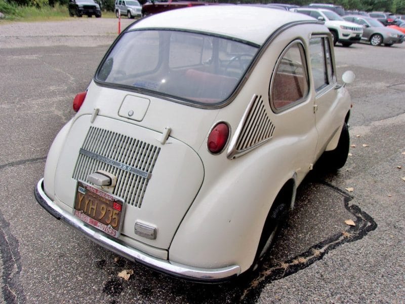 Angled backside view of Subaru car up for auction at Maltz Auctions