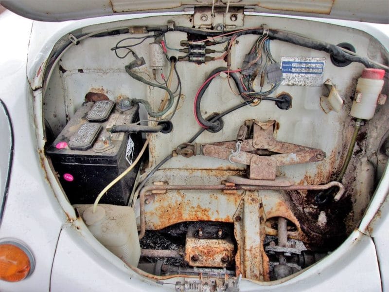 Inside front of Subaru car engine up for sale at Maltz Auctions