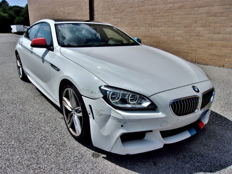 White BMW car up for automobile auction at Maltz Auctions Companies