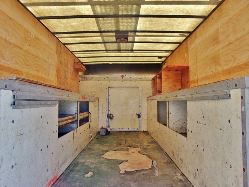inside of truck up for sale at maltz auction in new york