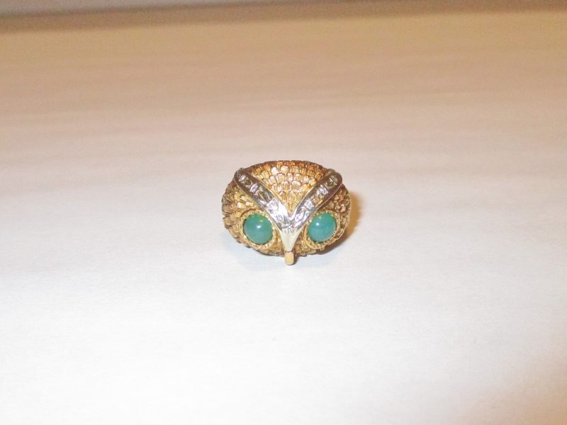 gold owl jewelry for sale at maltz auctions in new york city